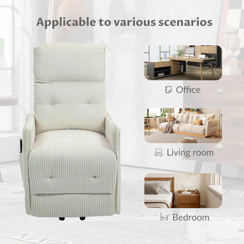 Latitude Run Electric Heaton Chairs For Adults Side Pocket Power Reclining Chair Pocket Springs Seat Cushion Corduroy Fabric Heaton Sofa For Living Room Bedroom Home Theater Wayfair